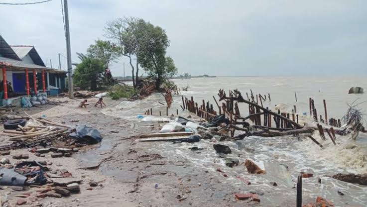 Abrasi di Pantai Utara Karawang Memprihatinkan