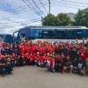 DPC PDI Perjuangan Kabupaten Bekasi bersama Tim Koordinasi Relawan Pemenangan Pilpres (TKRPP) dan Laskar Juang (Laju) Indonesia, bergerak menghadiri Hajatan Rakyat Ganjar-Mahfud dengan 126 Bus ke Gelora Bung Karno (GBK)