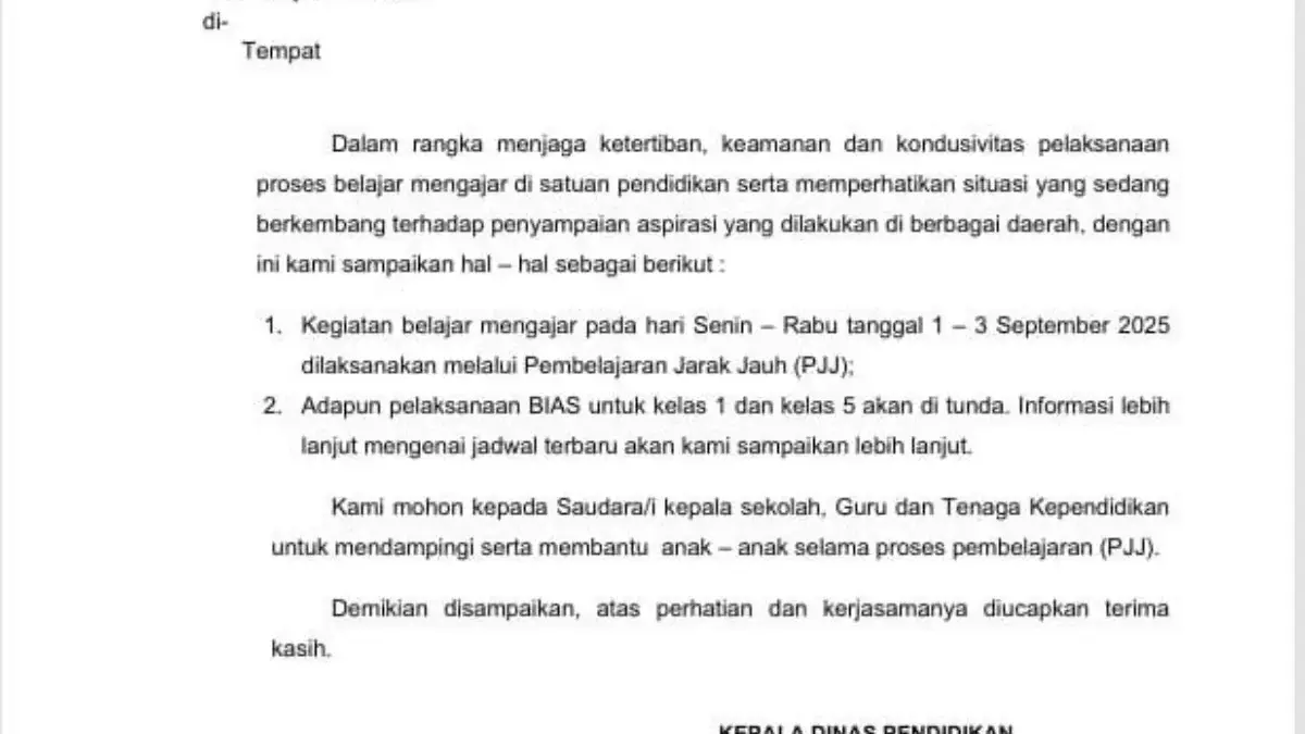 Antisipasi Kerusuhan Kelompok Anarkis, Sekolah PAUD, SD dan SMP di Kabupaten Bekasi Diliburkan Tiga Hari
