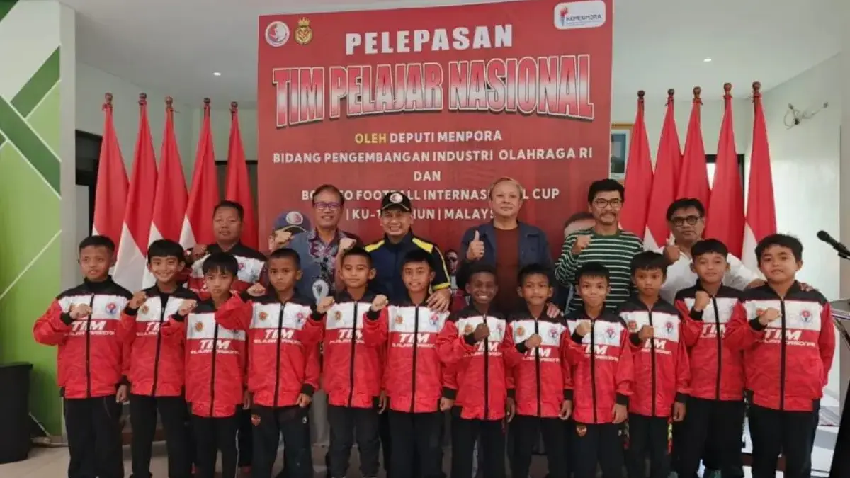 Bikin Bangga! Anak Karawang Wakili Indonesia di Borneo Football International Cup, Deputi Kemenpora Apresiasi Acara pelepasan tim Pelajar Nasional