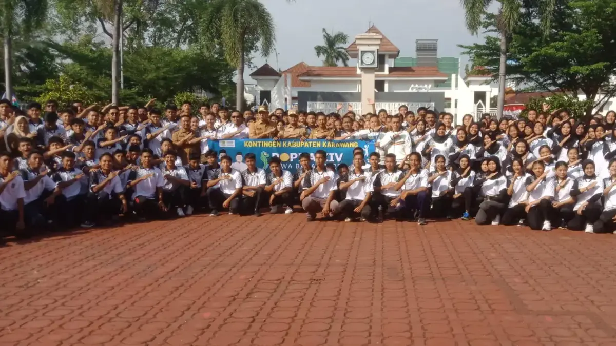 Pelepasan kontingen Popda Kabupaten Karawang.