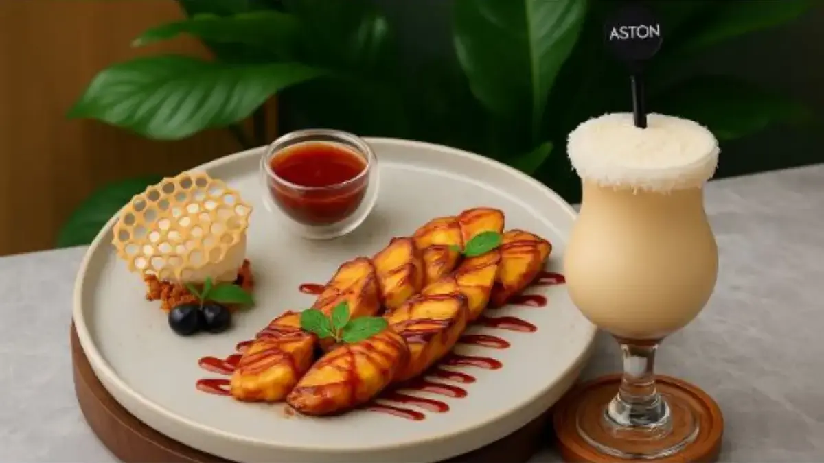 Banana Butterscotch with Vanilla Ice Cream & Coconut Latte