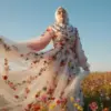Hasil edit Gemini AI putri cantik di taman bunga fantasy aesthetic