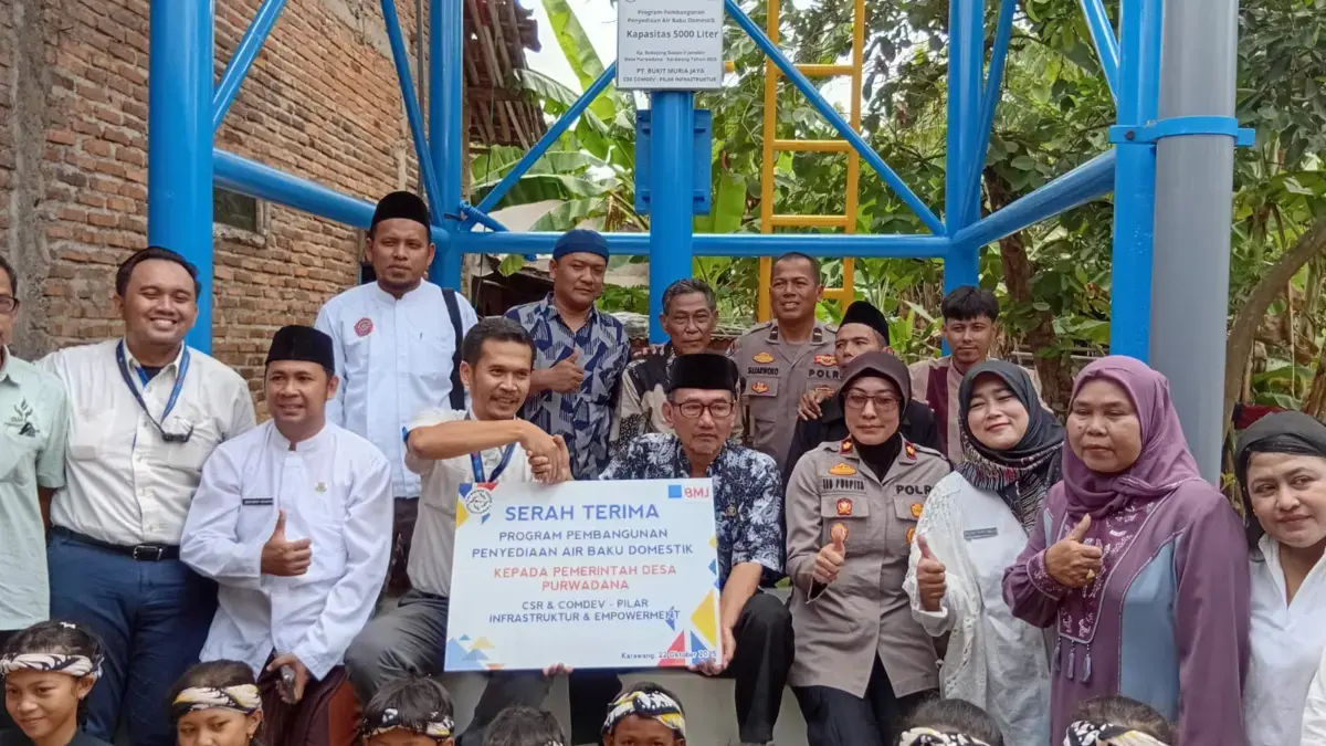 Pemdes Purwadana Resmikan Bantuan CSR dari PT BMJ Penyediaan Air Baku Domestik di Dusun II Jenebin