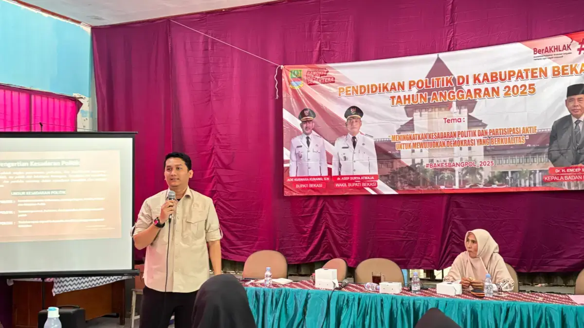 Jiovanno Nahampun, S.H menjadi narasumber edukasi politik SMAN 1 Cibitung.