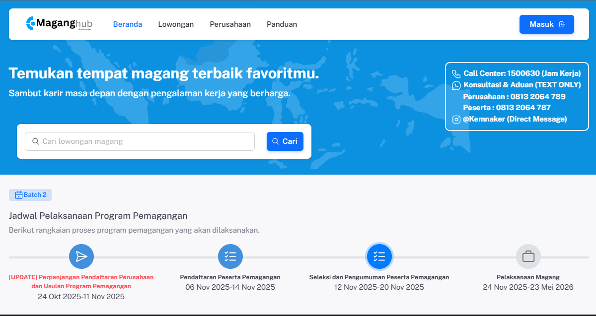 Magang Hub Kemnaker Batch 2 2025: 80.000 Lowongan Terbuka, Buruan Daftar Sebelum Tutup! kemnaker magang hub