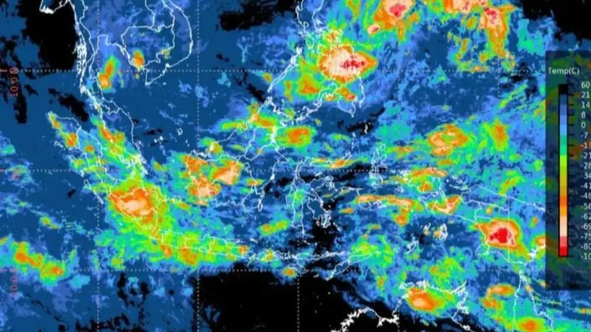 Waspada! BMKG Prediksi Hujan Lebat Sepekan ke Depan, Ini Wilayah yang Harus Siaga Ilustrasi peta cuaca Indonesia berdasarkan prakiraan bmkg