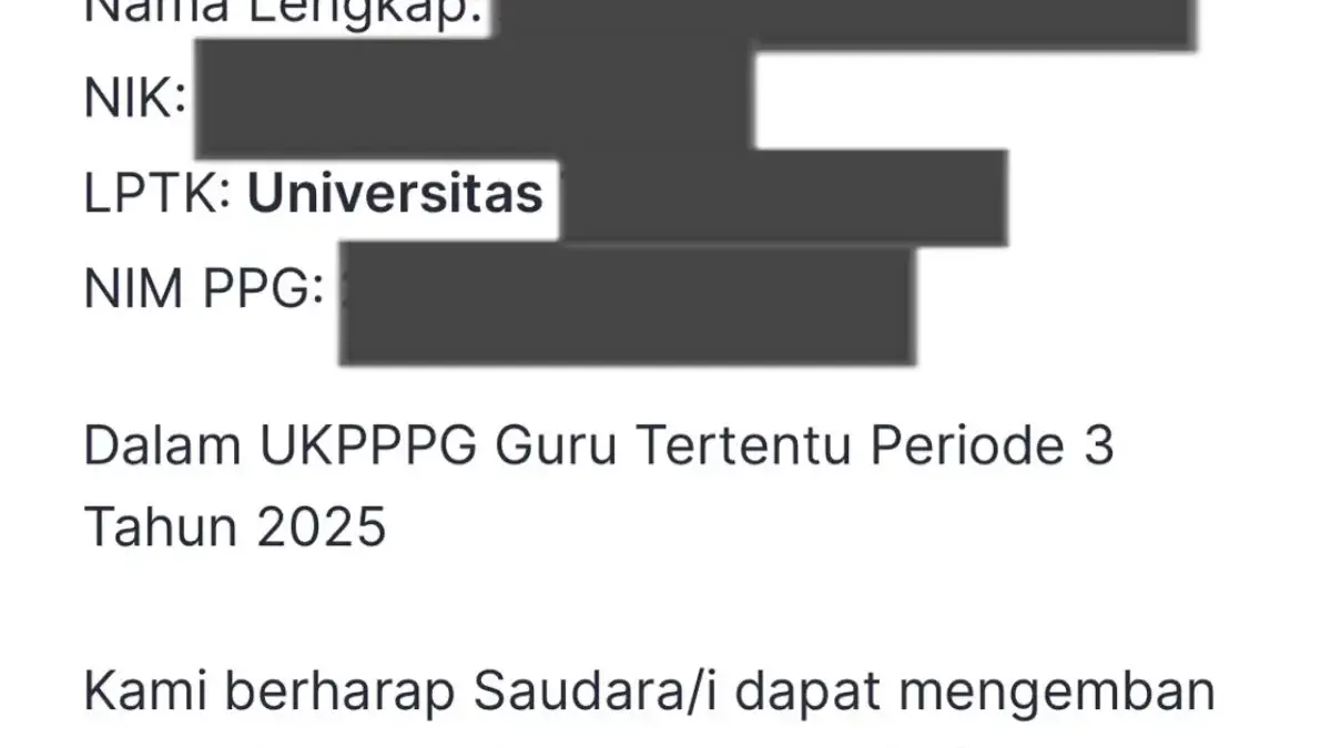 Tampilan Lulus pada program PPG Guru Tertentu