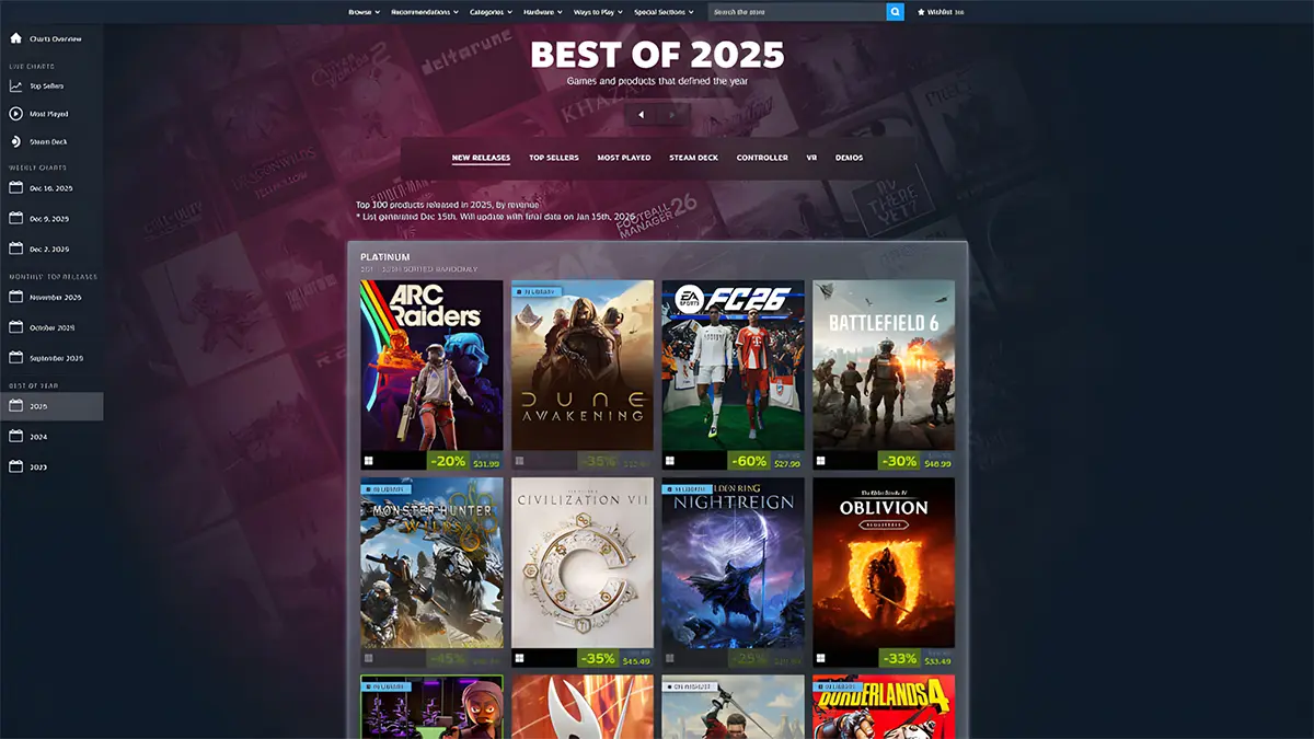 Game Terpopuler 2025? Ini Daftar Steam Best of the Year