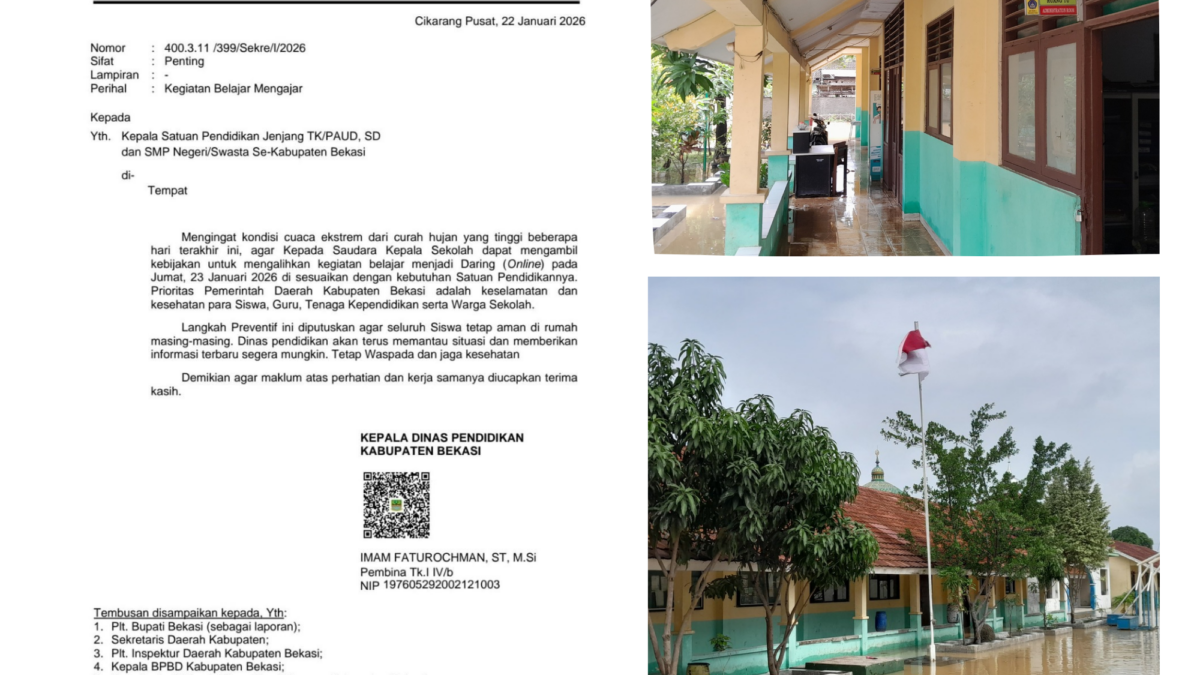 KBM di Kabupaten Bekasi Dialihkan Daring Imbas Cuaca Ekstrem KBM Daring imbas cuaca ekstrem