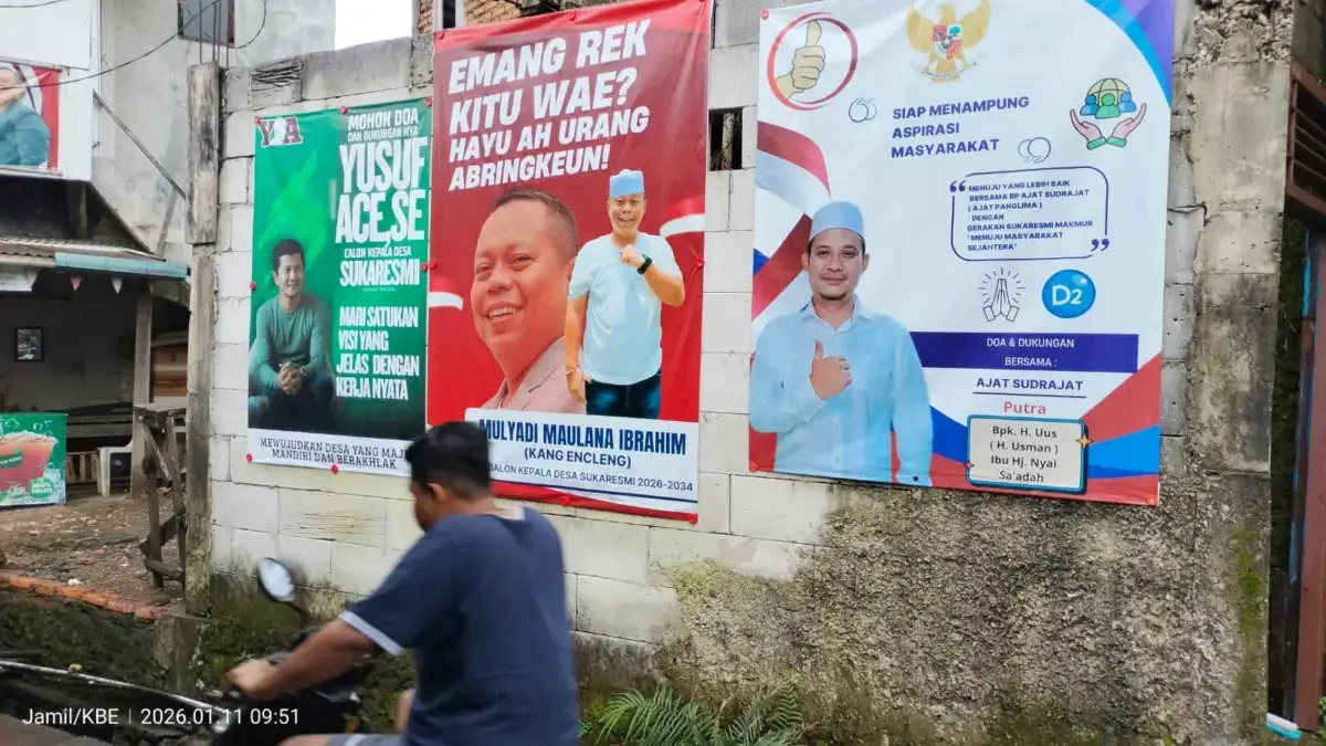 Tahapan Pilkades Belum Mulai, Para Calon Kepala Desa Sudah Perang Banner di Desa Sukaresmi
