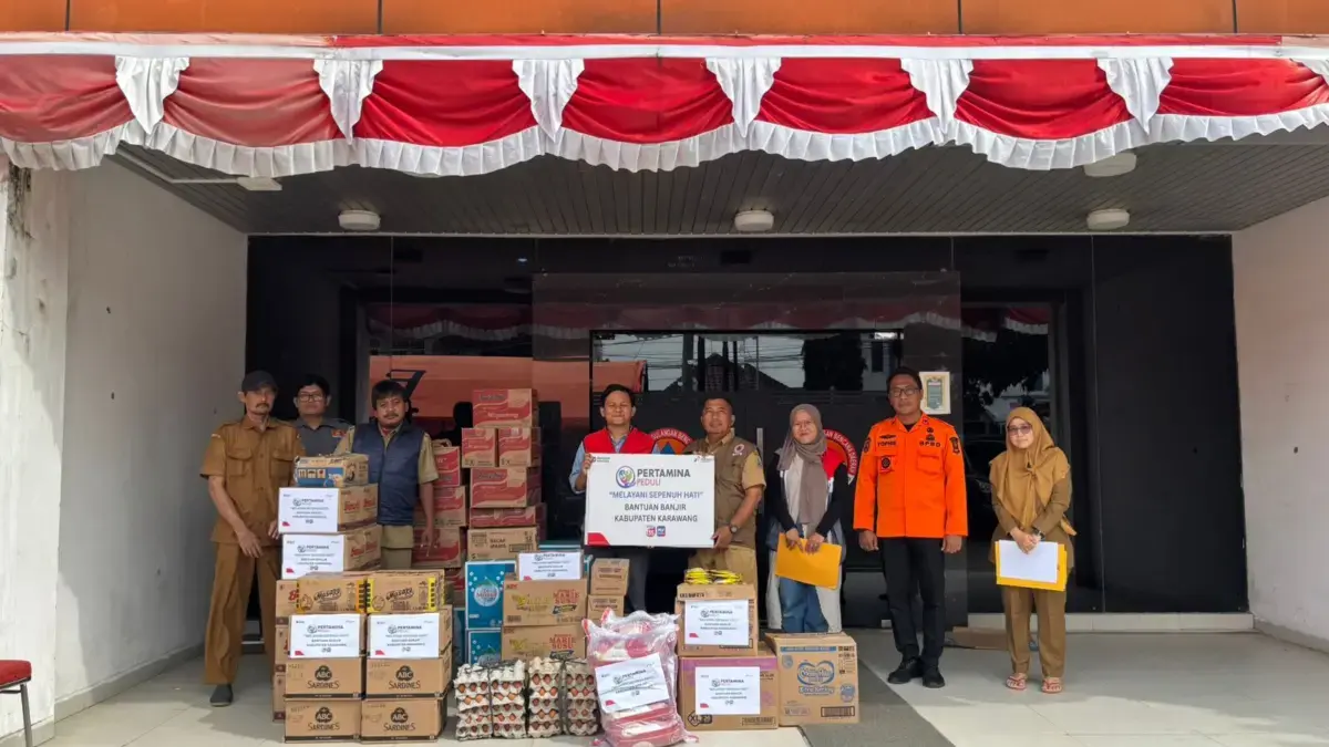 Pertamina RJBB Gerak Cepat Salurkan Logistik untuk Korban Banjir Karawang.
