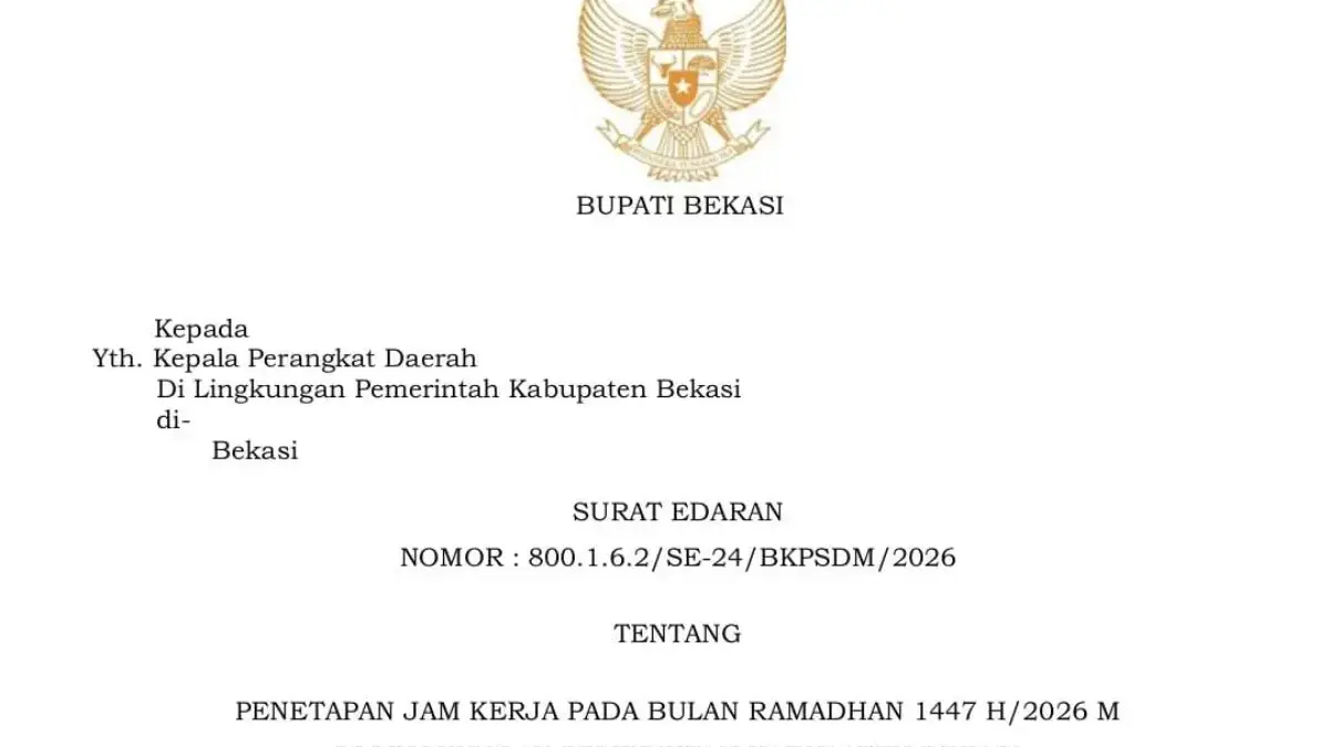 Surat Edaran Bupati Bekasi Jam Kerja Bulan Ramadhan