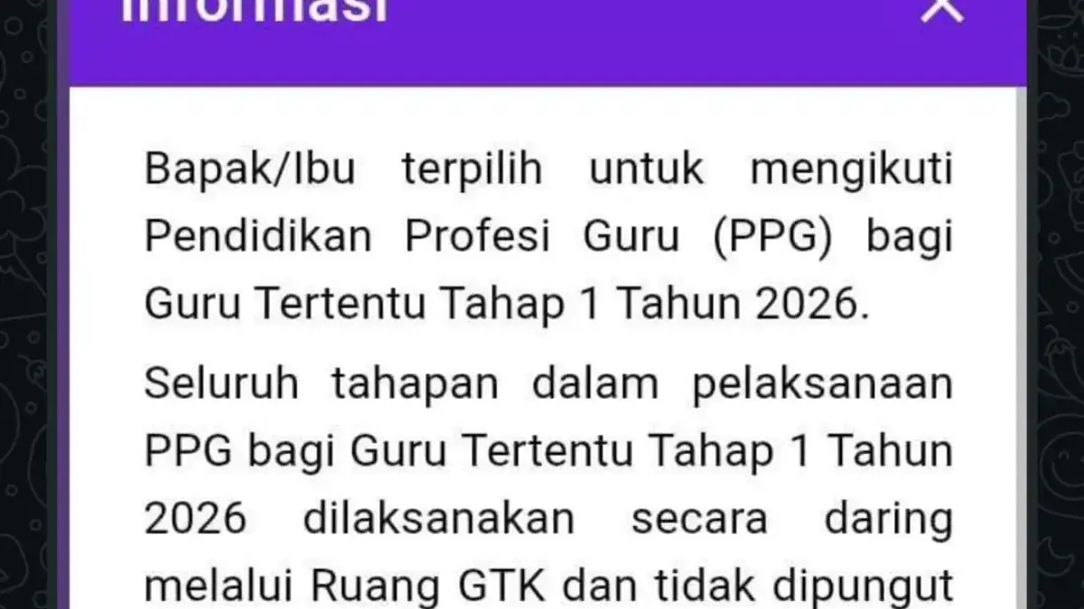 KABAR BAIK! Surat Panggilan PPG Guru 2026 Sudah Hadir, Bagi Guru Silahkan Cek Akun SIM PKB Masing-masing! PPG Guru Tertentu 2026