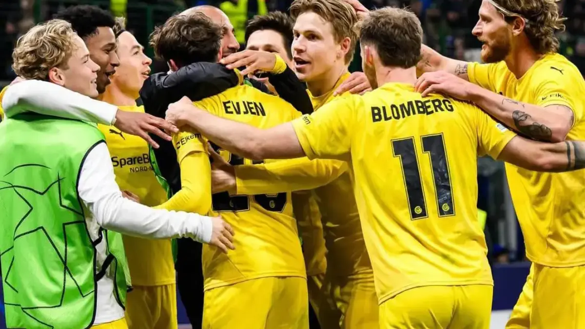 Selebrasi pemain Bodø/Glimt saat Håkon Evjen mencetak gol