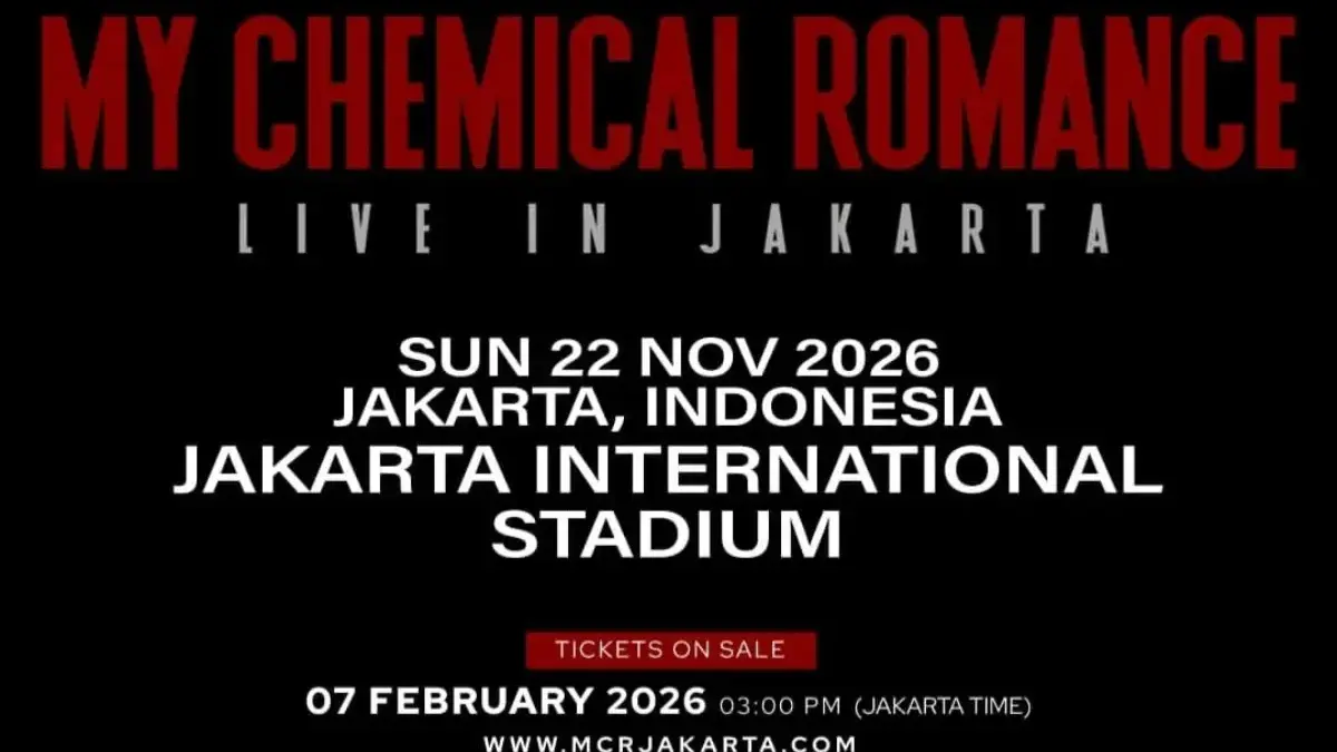 Penjualan tiket konser My Chemical Romance Live in Jakarta 2026 resmi dibuka, penggemar antusias menunggu.