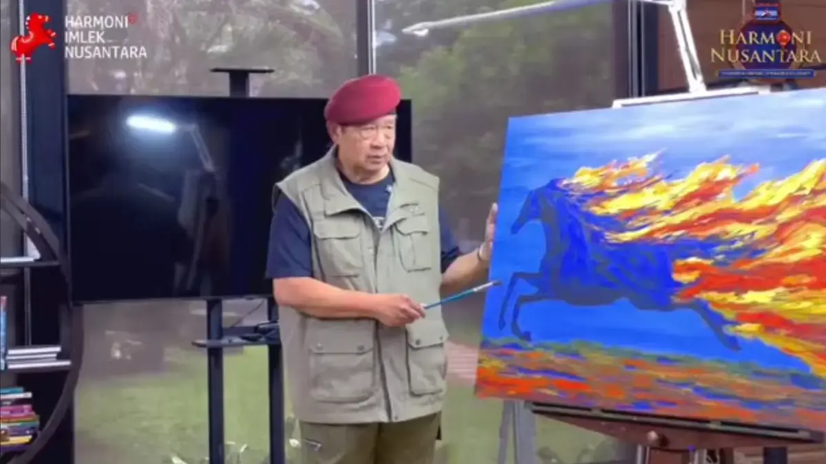 Lukisan “Kuat dan Energik Laksana Kuda Api” karya Presiden RI ke-6 Susilo Bambang Yudhoyono yang dilelang dala