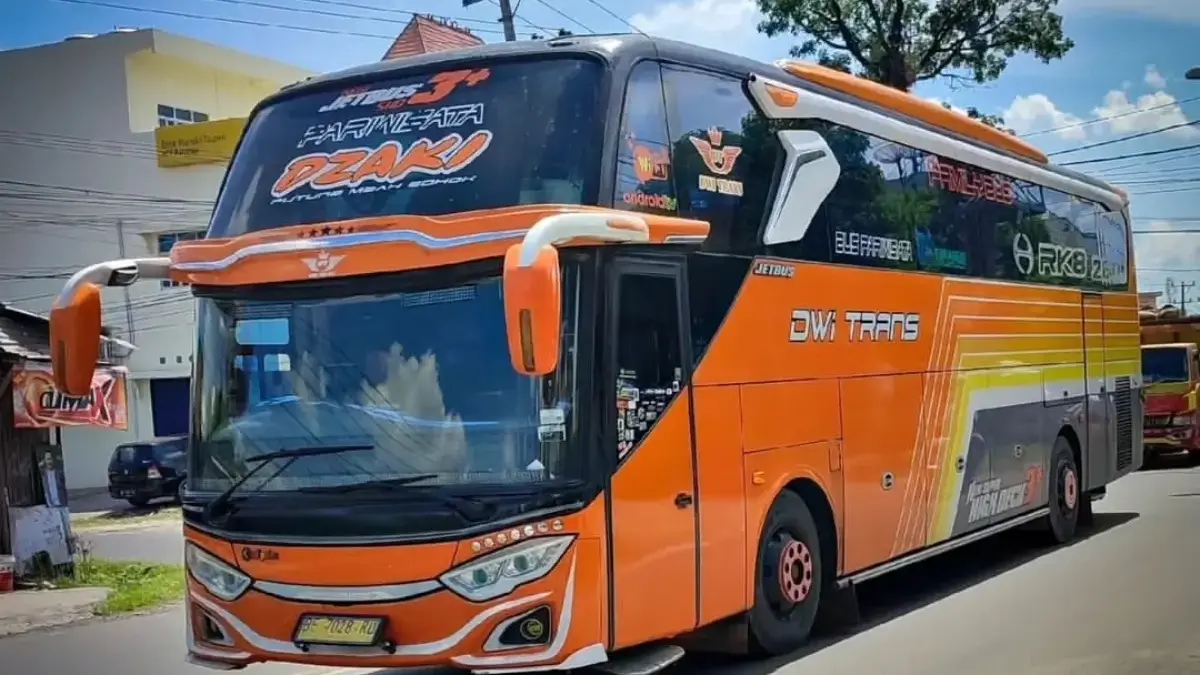 Ilustrasi bus Mudik Gratis Pemprov DKI Jakarta yang disiapkan untuk melayani pemudik Lebaran 2026. 