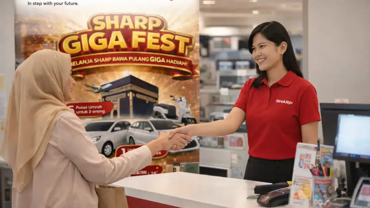 Belanja Sharp Bisa Dapat Mobil! Perayaan 56 Tahun Hadirkan Hadiah Motor hingga Umrah