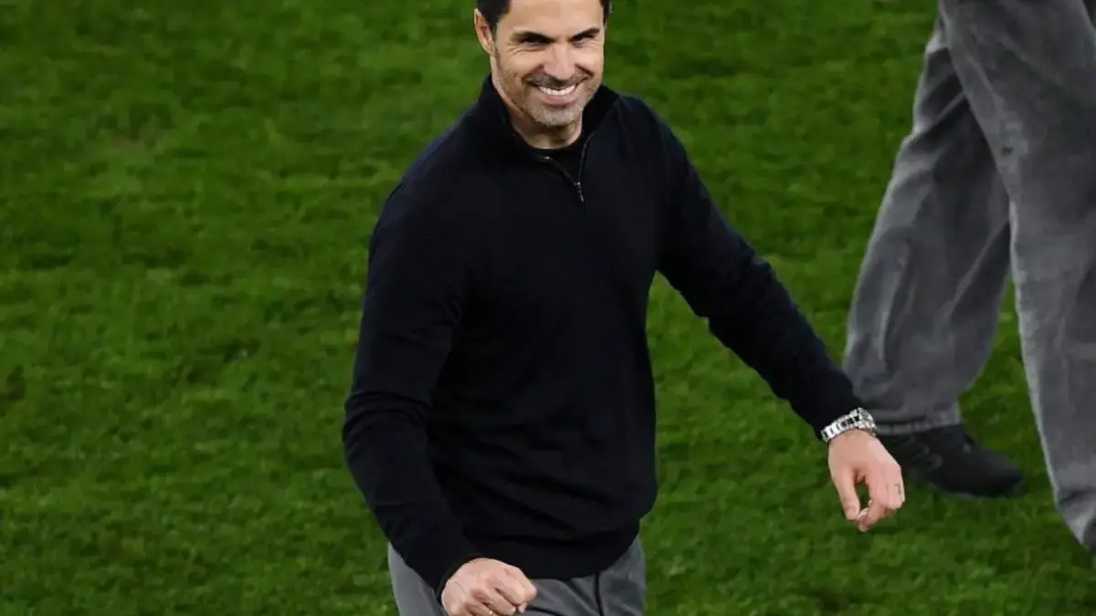 Senyuman Arteta setelah meloloskan Arsenal ke semifinal Liga Champions