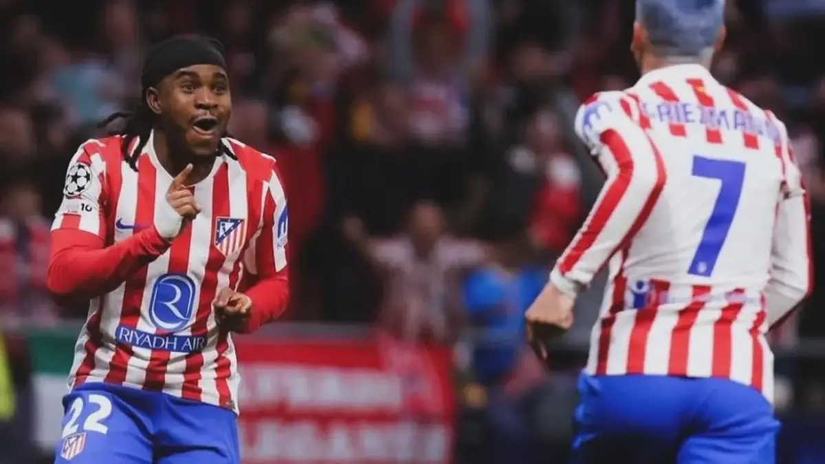 Saling Balas Gol! Atletico Madrid vs Barcelona Berlangsung Panas di Babak Pertama dengan Skor 1-2 Selebrasi lookman dan Griezmain saat Atletico mencetak gol