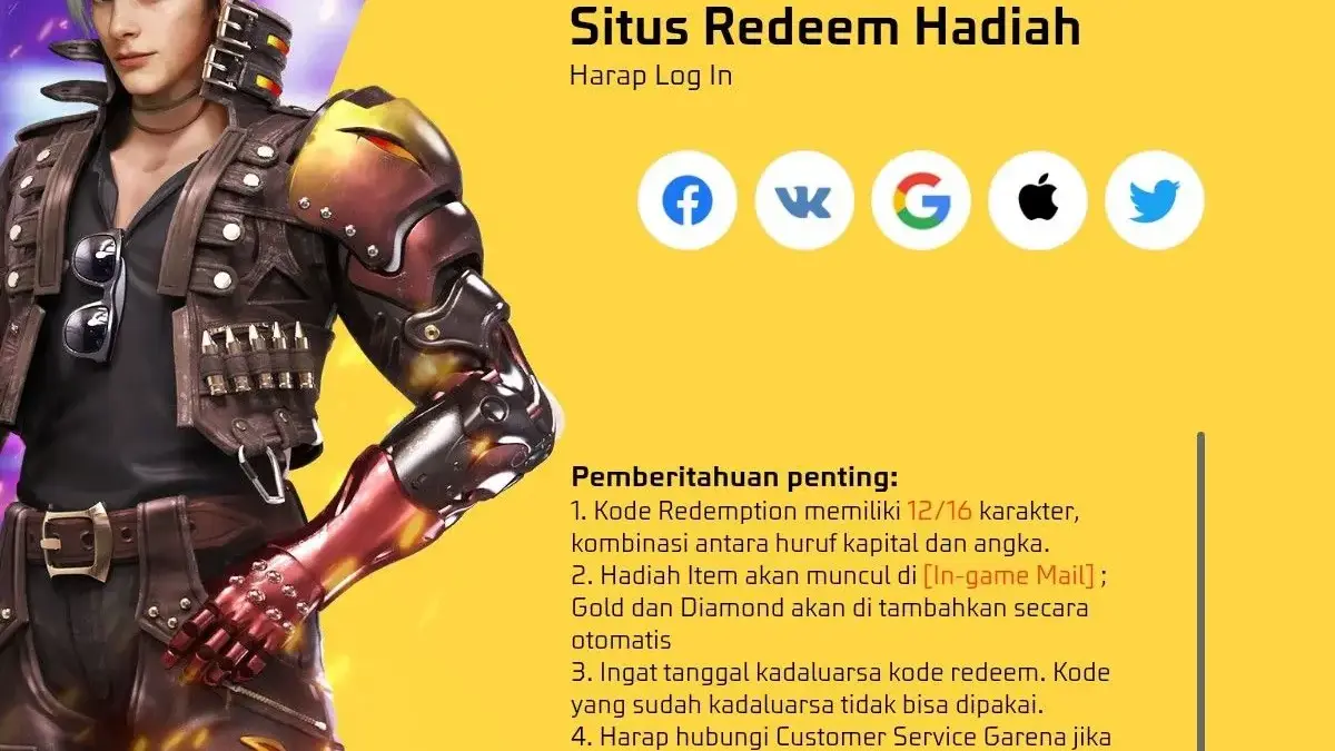 Kode redeem FF Free Fire