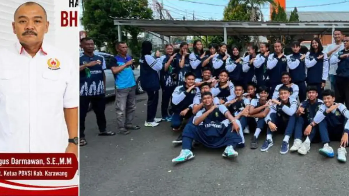 tim bola voli putra dan putri Karawang bersama Plt Ketum PBVSI Kabupaten Karawang