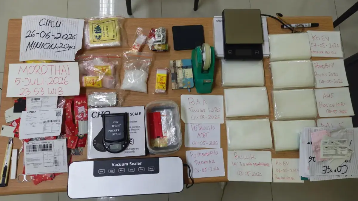 Peredaran Sabu di Tarumajaya Dibongkar, Polisi Amankan Seorang Pelaku dan 98,30 Gram Narkotika Barang bukti narkotika diamankan