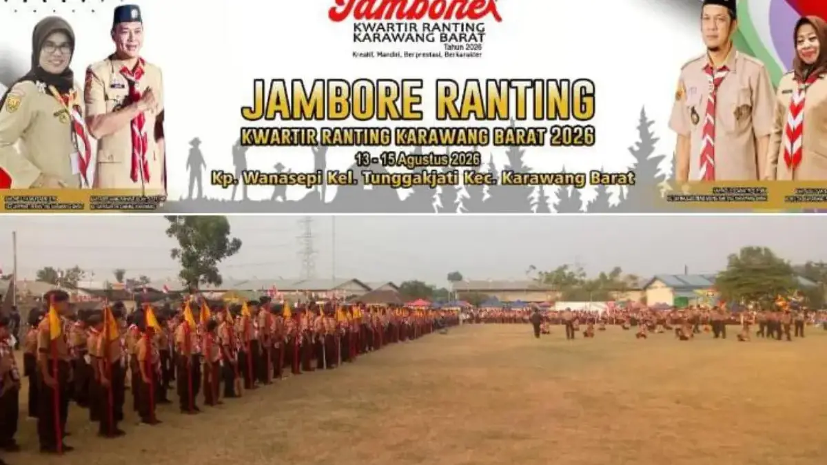 Diwarnai Upacara Peringatan Hari Pramuka, Ribuan Pelajar Ikuti Jambore Ranting Karawang Barat Tahun 2026 Jambore Karawang Barat