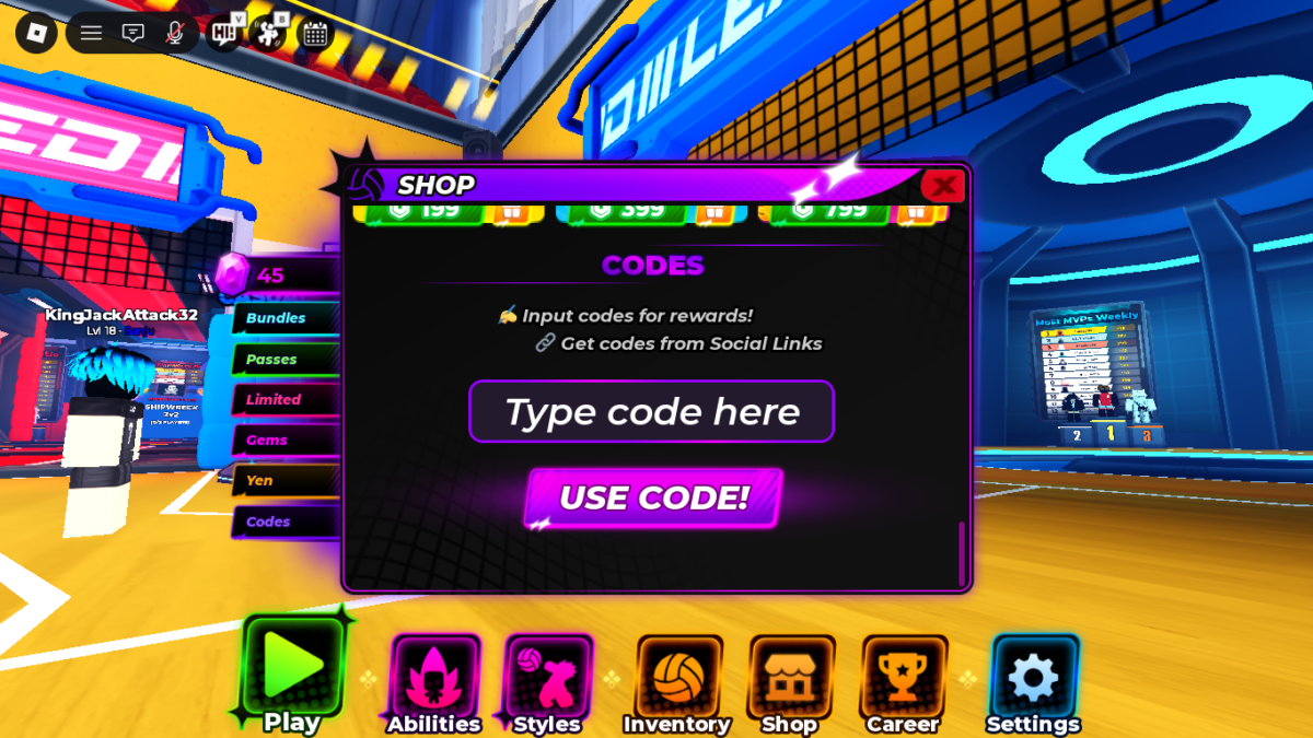 Volleyball Legends Codes